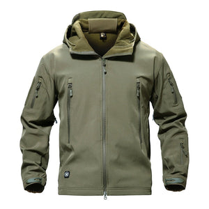 TACTICAL SOFTSHELL FLEECE HOODED JACKET/COAT