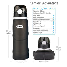750ML COLLAPSIBLE BPA FREE SILICONE WATER BOTTLE (FDA APPROVED)