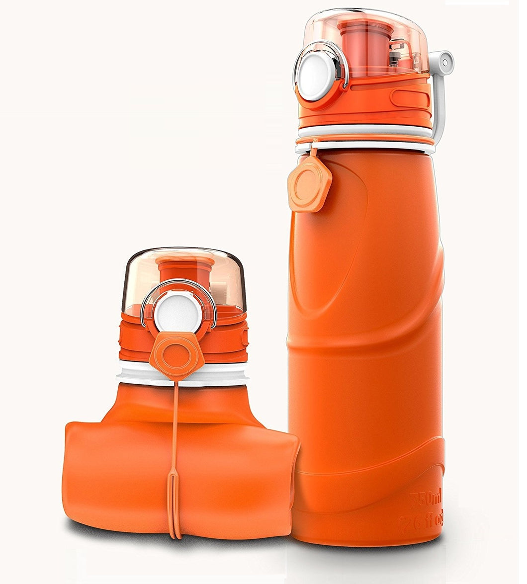 750ML COLLAPSIBLE BPA FREE SILICONE WATER BOTTLE (FDA APPROVED)