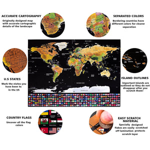 GLOBETROTTER SCRATCHABLE WORLD MAP - DELUXE EDITION