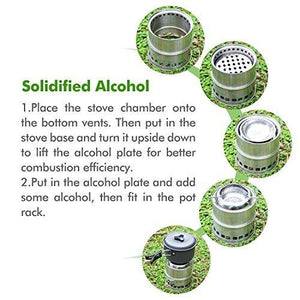 Lightweight Portable Stainless Steel Outdoor Wood/Alcohol Stove - Gear Consumer