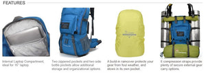 40L INTERNAL FRAME OUTDOOR BACKPACK *WITH RAIN COVER*