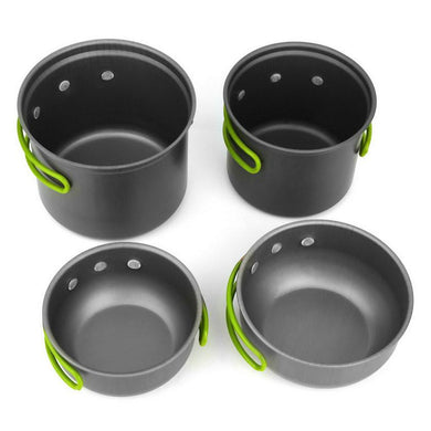 Lightweight Backpacking/Camping Pot & Pan Cookware (4 PC/SET) (Bowl/Pot/Pan Set) - Gear Consumer