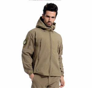TACTICAL SOFTSHELL FLEECE HOODED JACKET/COAT