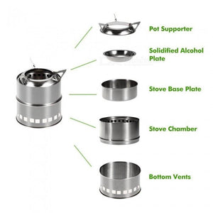 Lightweight Portable Stainless Steel Outdoor Wood/Alcohol Stove - Gear Consumer