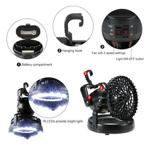 2-IN-1 SUPER 18 LED FLASHLIGHT W/ CEILING FAN & HANGING HOOK - Gear Consumer