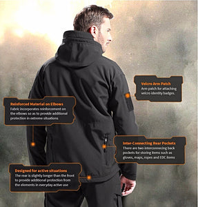 TACTICAL SOFTSHELL FLEECE HOODED JACKET/COAT