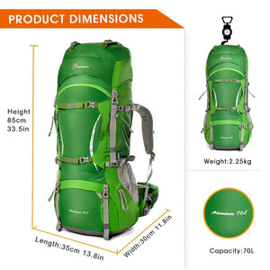 70L INTERNAL FRAME LONG DISTANCE BACKPACK *WITH RAIN COVER*
