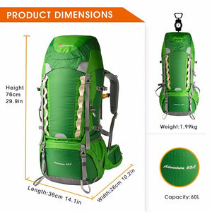 60L INTERNAL FRAME BACKPACK *RAIN COVER INCLUDED*