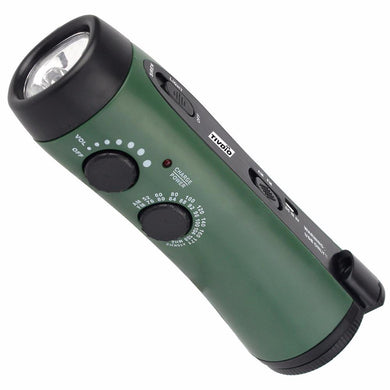TIVDIO Portable FM Radio Crank Emergency Flashlight Receiver with FM/AM Siren Radio & Cell Phone Charger Radio Recorder Y4180G - Gear Consumer