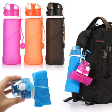 750ML COLLAPSIBLE BPA FREE SILICONE WATER BOTTLE (FDA APPROVED)