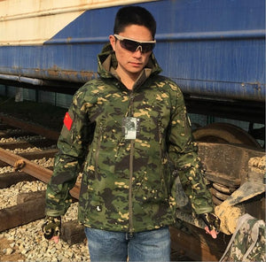 TACTICAL SOFTSHELL FLEECE HOODED JACKET/COAT