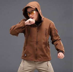 TACTICAL SOFTSHELL FLEECE HOODED JACKET/COAT