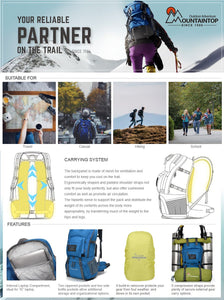 40L INTERNAL FRAME OUTDOOR BACKPACK *WITH RAIN COVER*