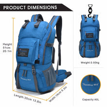 40L INTERNAL FRAME OUTDOOR BACKPACK *WITH RAIN COVER*
