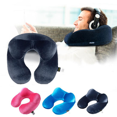 3 Colors U-Shape Travel Pillow for Airplane Inflatable Neck Pillow - Gear Consumer